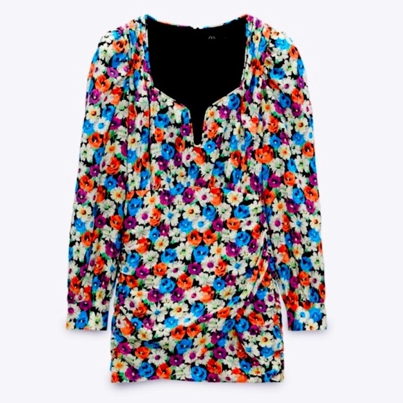 S 🔖 ZARA Floral Mini Dress - Picture 3 of 15
